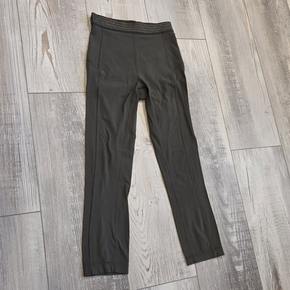 Lululemon Athletica Principal Dancer Leggings With Gold Trim- In Army Green - Picture 7 of 9